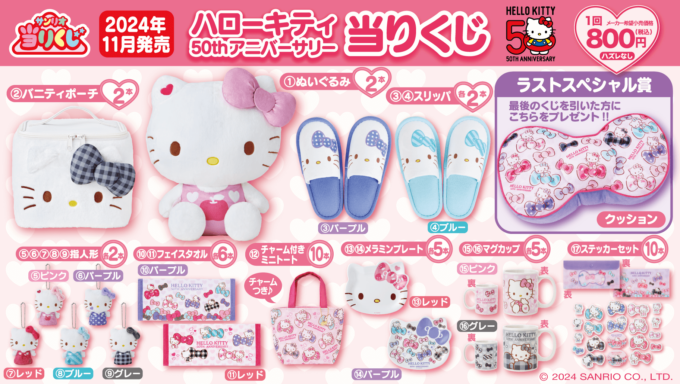 サンリオ ハローキティちゃん 一番くじ まとめセット売り ハローキティ 50周年Happyくじ 11月29日よりセブンイレブン等に