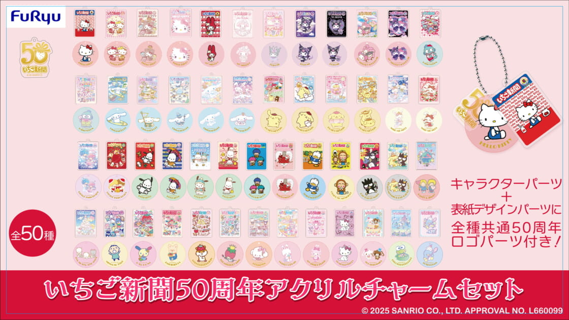 サンリオキャラクターズ いちご新聞50周年アクリルチャーム
