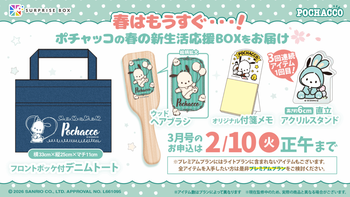 サプライズボックス」でサンリオキャラクターの3月号を申し込み受付中