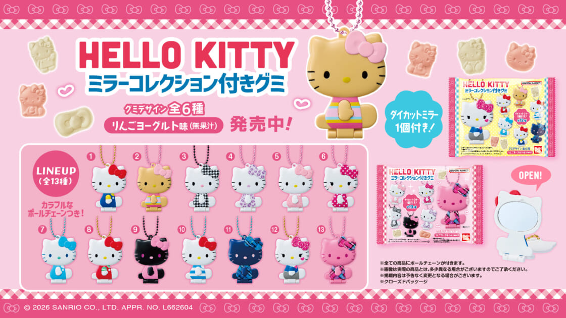 バンダイから「ハローキティ ミラーコレクション付きグミ」が登場